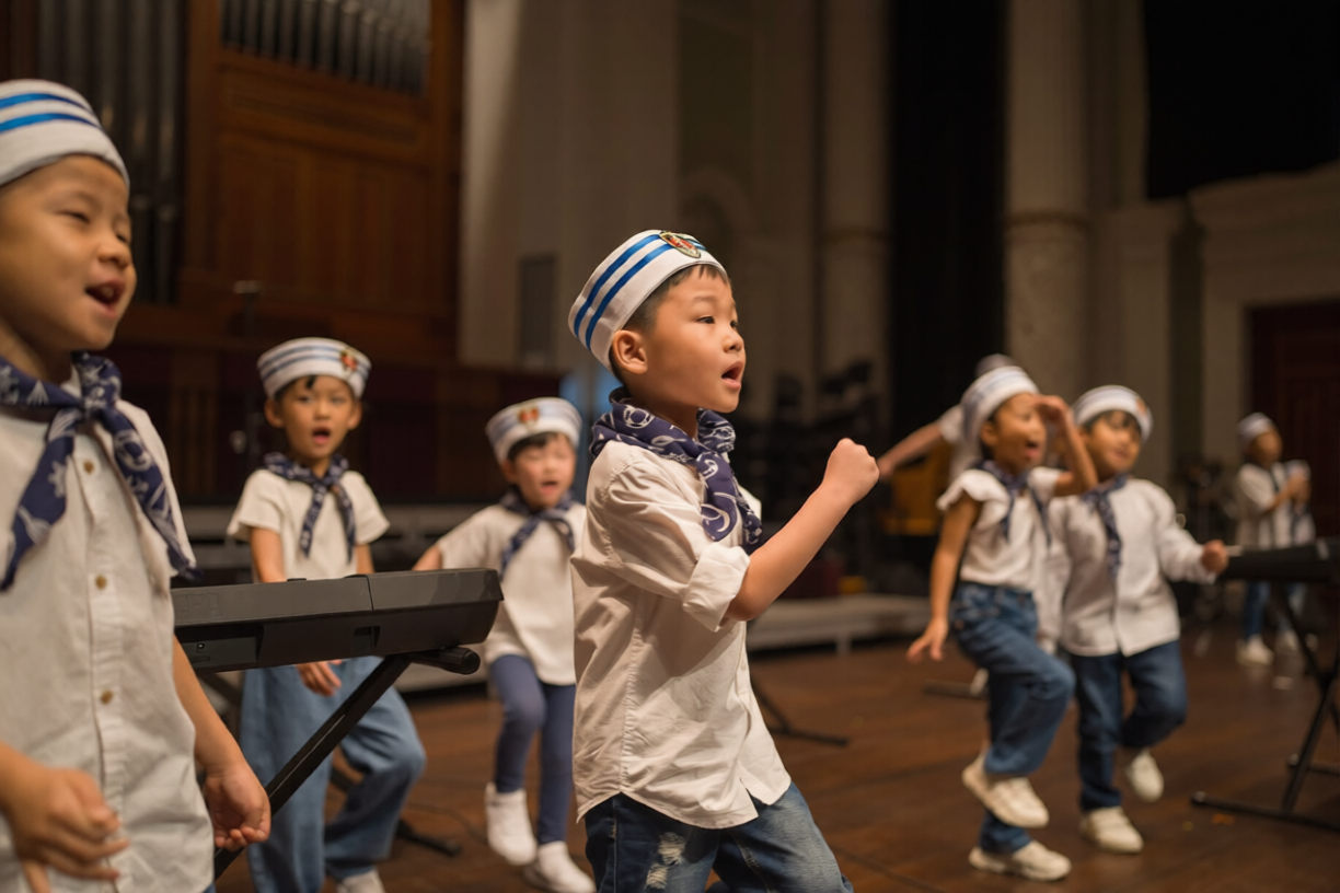 Children enjoying music class at Edvox